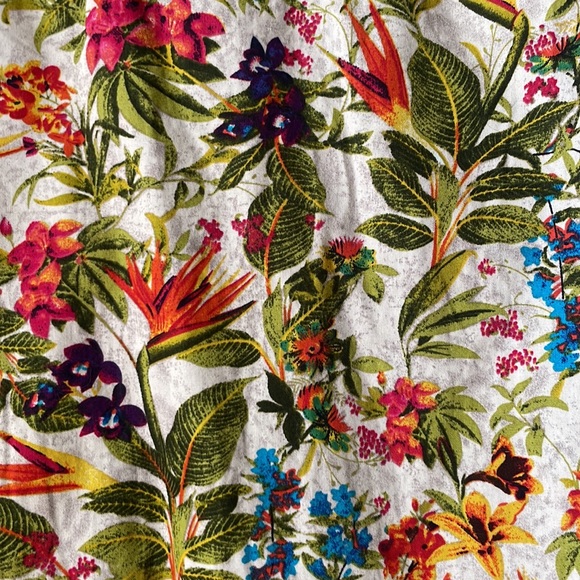 Vintage Alan Flusser tropical floral printed long sleeve cotton button blouse - Picture 5 of 6